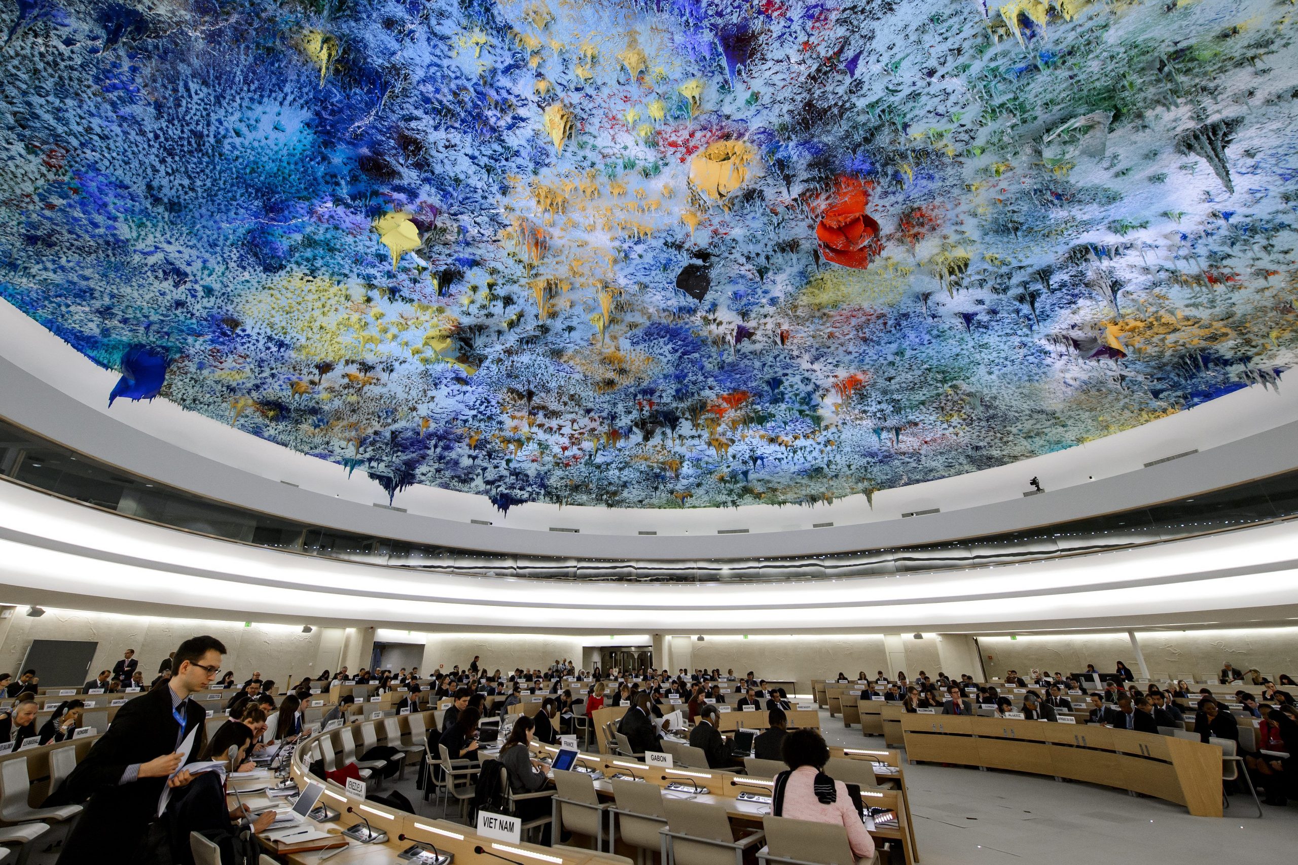 The UN Human Rights Council hears s recent report on the rights situation in the Palestinian territories occupied by Israel since 1967. (FABRICE COFFRINI/AFP/Getty Images)