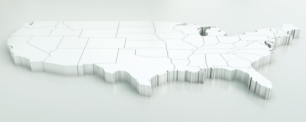 Map of USA. Highly detailed 3D rendering