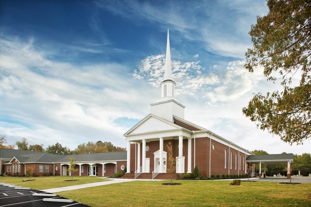White and Brown Baptist Church Exterior