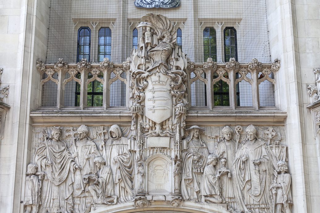 Supreme Court of the United Kingdom, Middlesex Guildhall building, detail of facade, London, United Kingdom