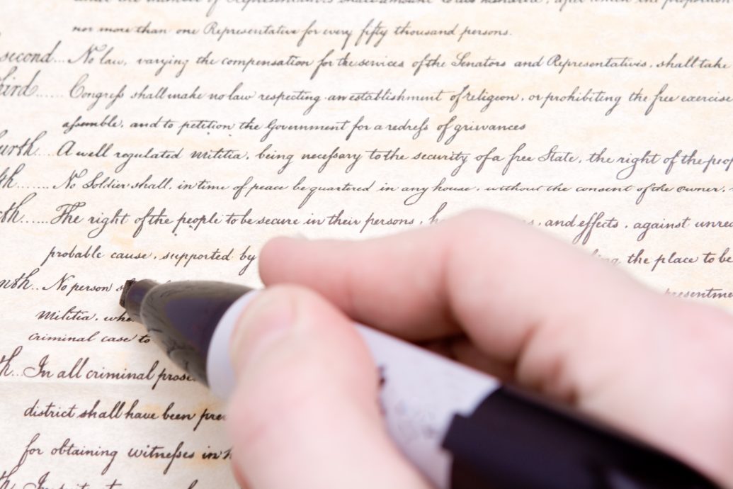 Editing Fourth Amendment US Constitution Marker
