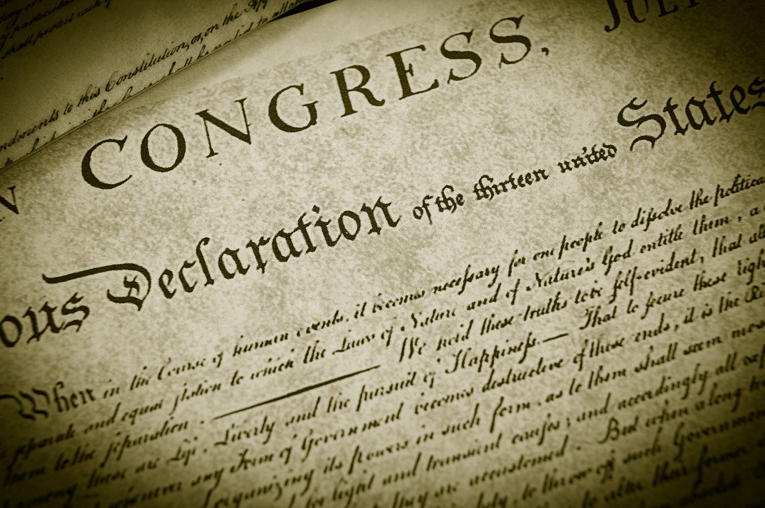 Replica of the U.S. Declaration of Independence, closeup
