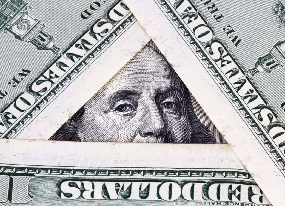 Hundred dollar bills close up