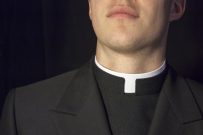Close-up of Priest collar