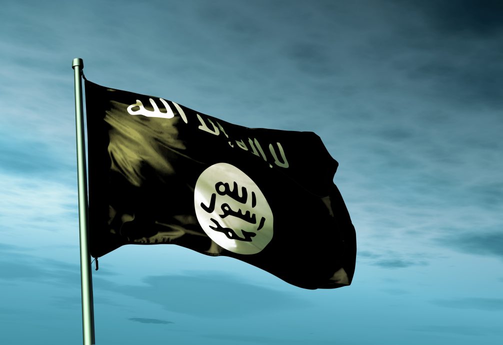 Islamic State flag waving on the wind