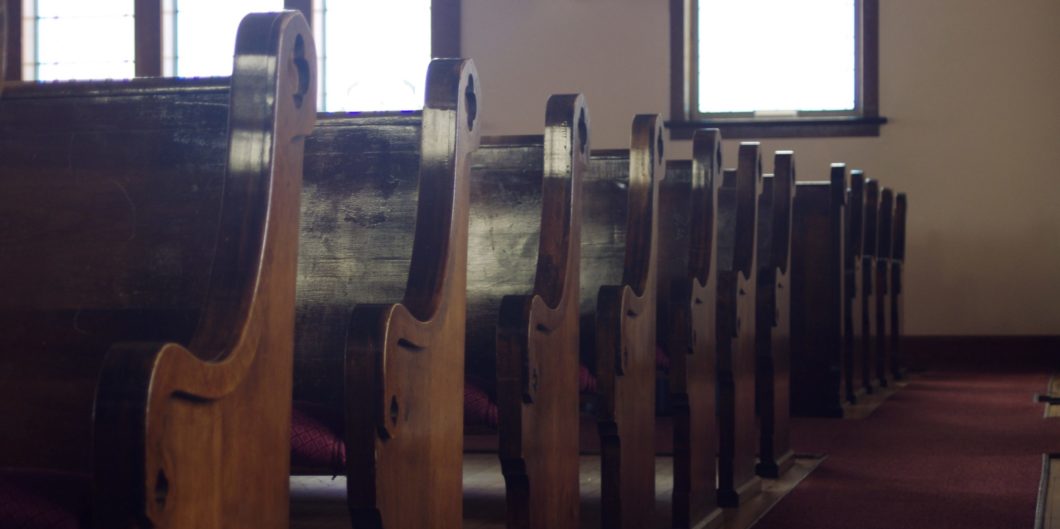 A row of Church pews