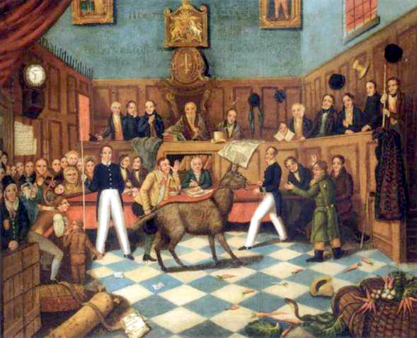The trial of Bill Burns, the first prosecution under the 1822 Martin's Act for cruelty to animals, after Burns was found beating his donkey. 