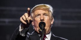 Trump pointing at crowd