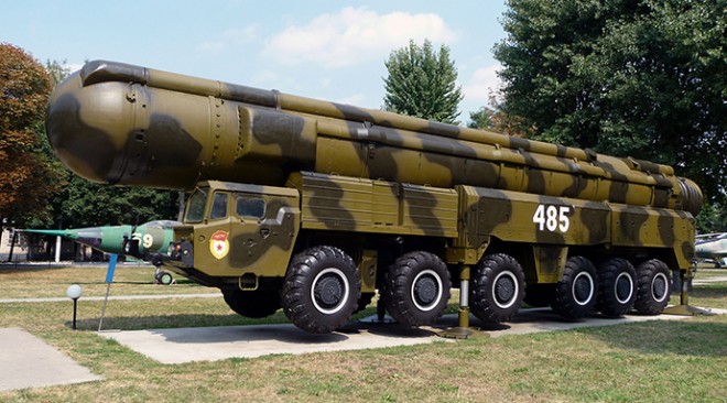 Soviet medium-range mobile RSD-10 Pioneer (SS-20) missile system.