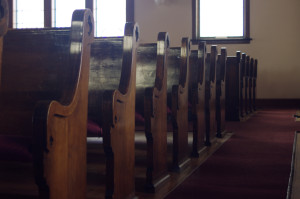 A row of Church pews