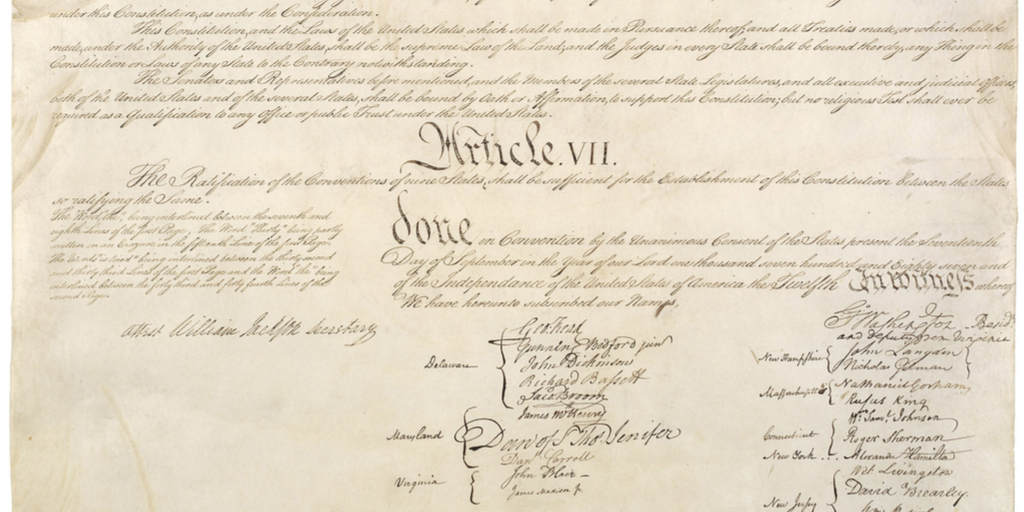 Signatures on US Constitution