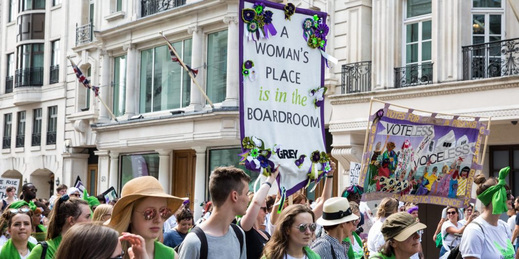 London, UK. 10th June, 2018. PROCESSIONS, a mass participation artwork produced by Artichoke and commissioned by 14-18 NOW. The artwork provides a living portrait of UK women in the 21st century and is is intended as ?a visual expression of equality, stre