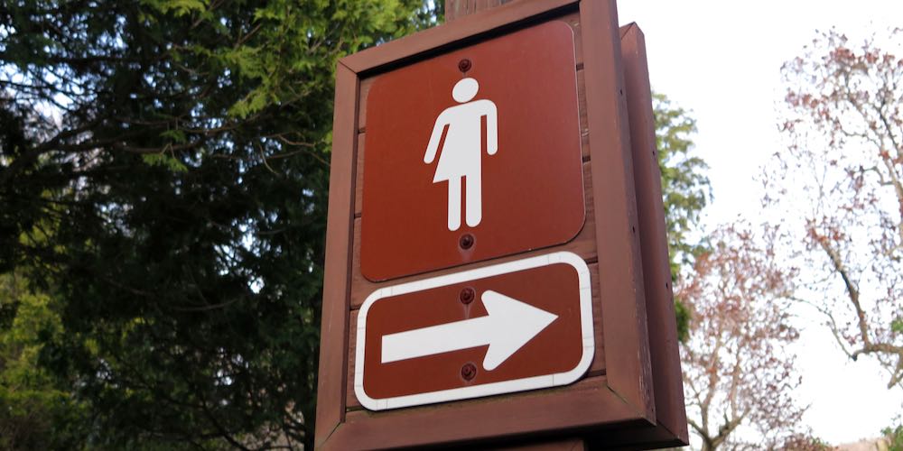 Gender neutral symbol for restroom in a park