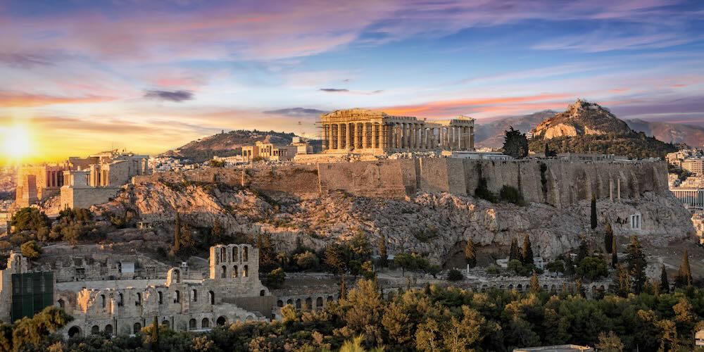 The,Parthenon,Temple,At,The,Acropolis,Of,Athens,,Greece,,During