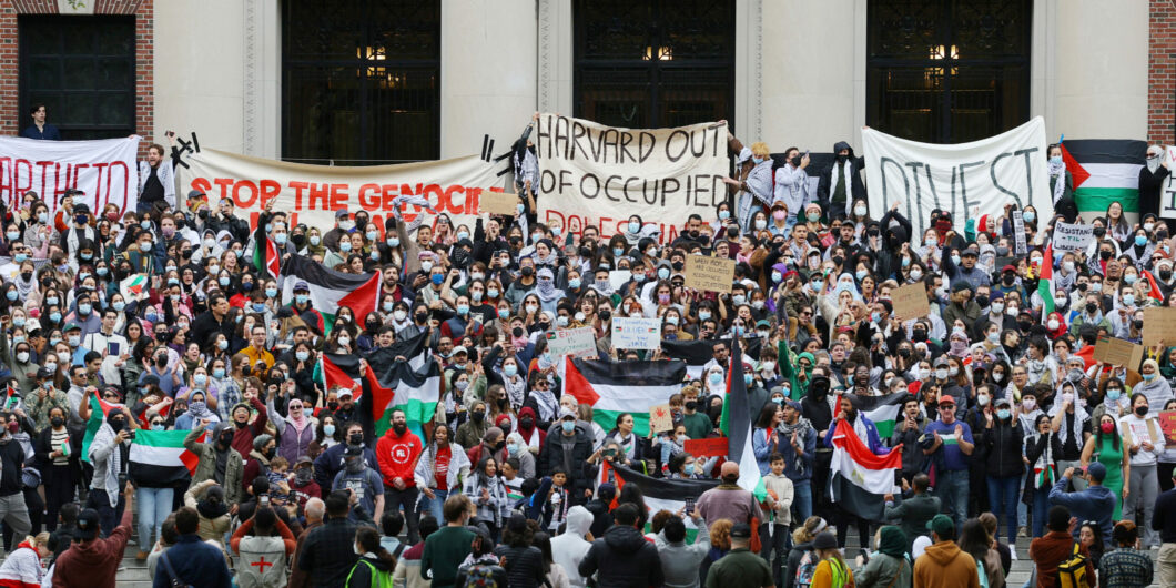 “Stand with Palestinians Under Siege in Gaza” rally at Harvard University in Cambridge