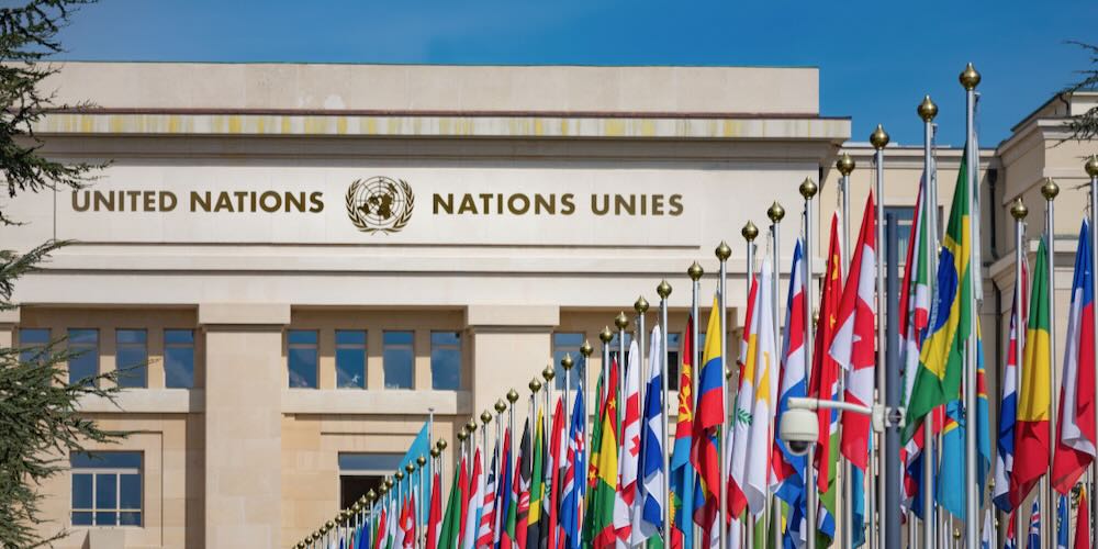United,Nations,Building,And,The,Flags,In,Geneva,Switzerland