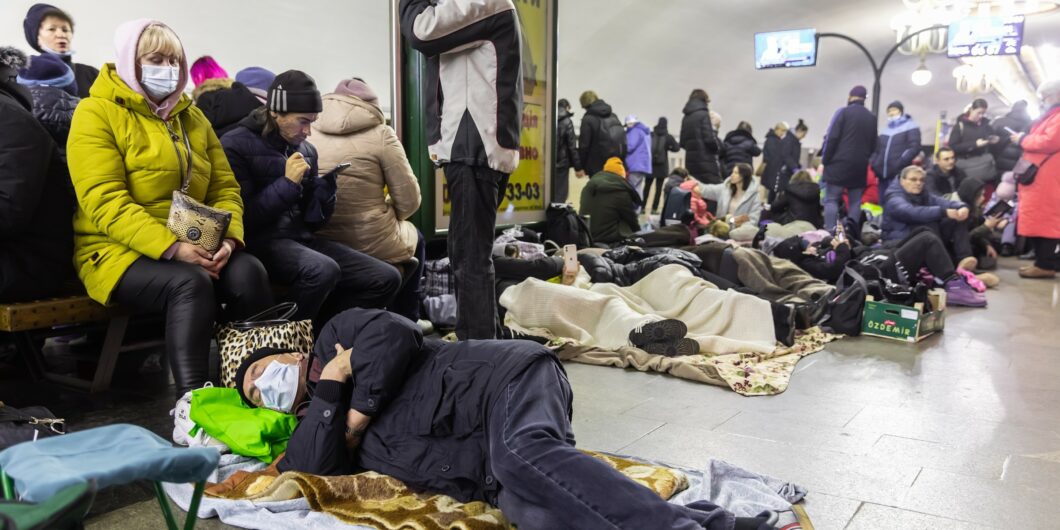 Ukrainians taking shelter in a subway_shutterstock_2129174114