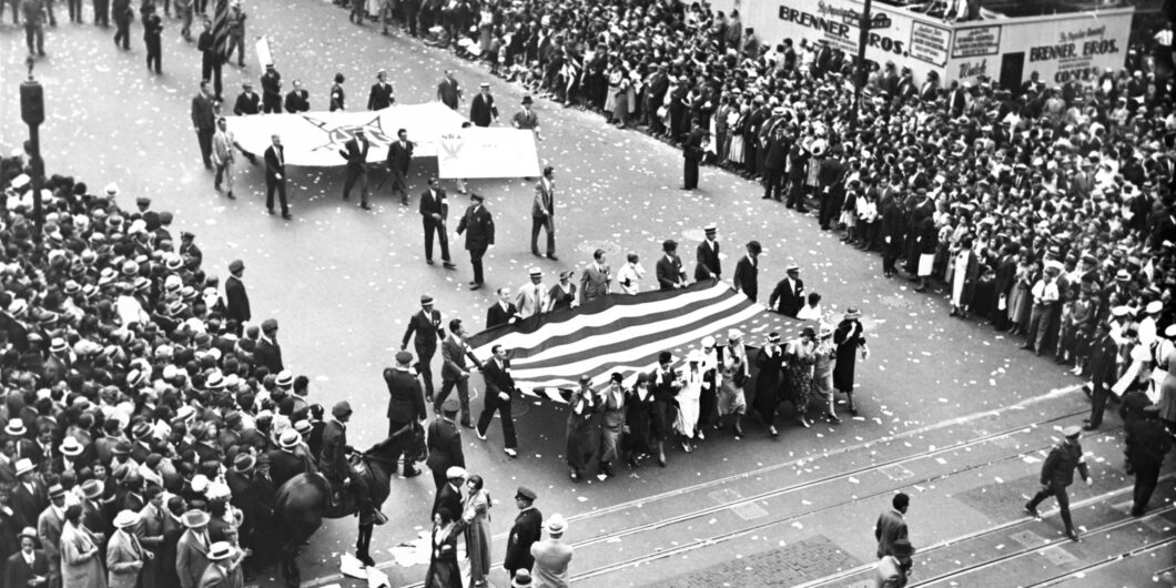 National,Recovery,Administration,Parade,,Nyc,,1933.,The,Large,American,Flag