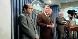 President Reagan w W Rehnquist, W Burger, and A Scalia